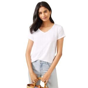 J. McLaughlin White Kacey Linen Short Sleeve T-Shirt
